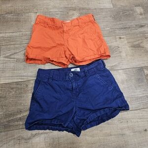 Girls 10 Shorts 2 Pair Orange Blue Casual Summer Old Navy Regular Adjustable